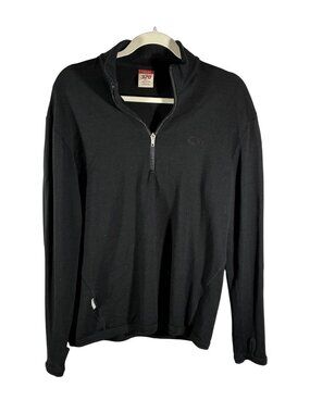 Icebreaker Mens 320 Pure Merino Wool Black Half-Zip Pullover Sweater Size S
